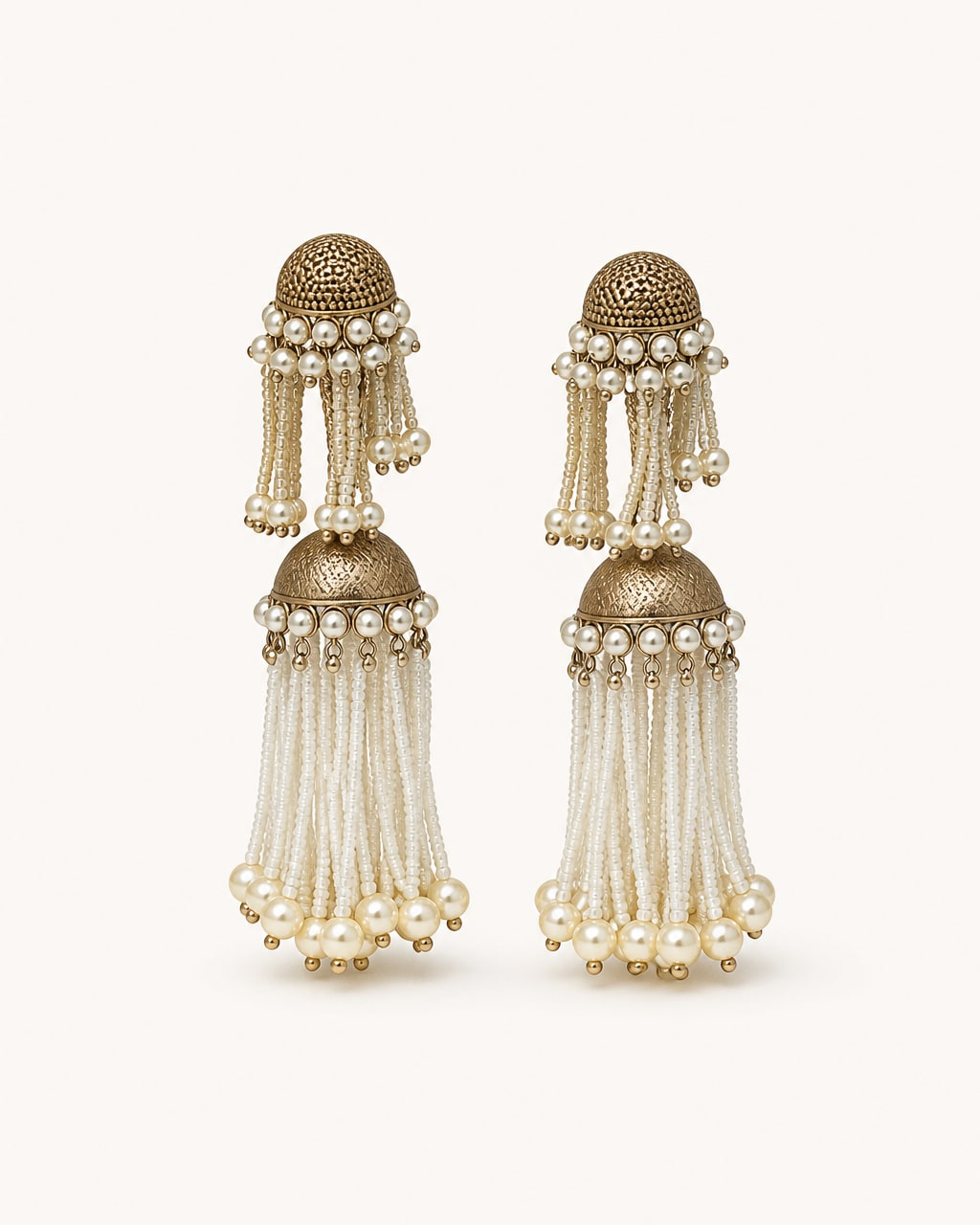Generic | Large Pearl Statement Jhumka Earrings