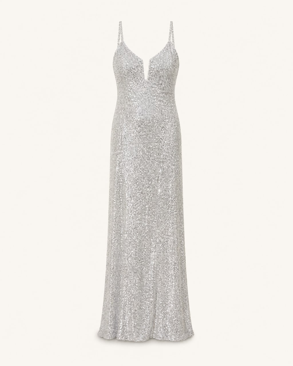 aisl dresses | Silver Plunging Sequined Gown