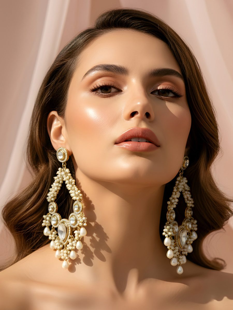 Adiva | Large Pearl Statement Jhumka Earrings