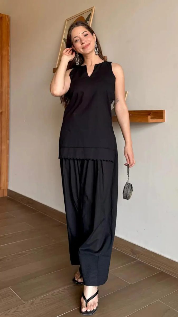 sarahboutiqo | Women Cotton Blend Kurti Salwar Set
