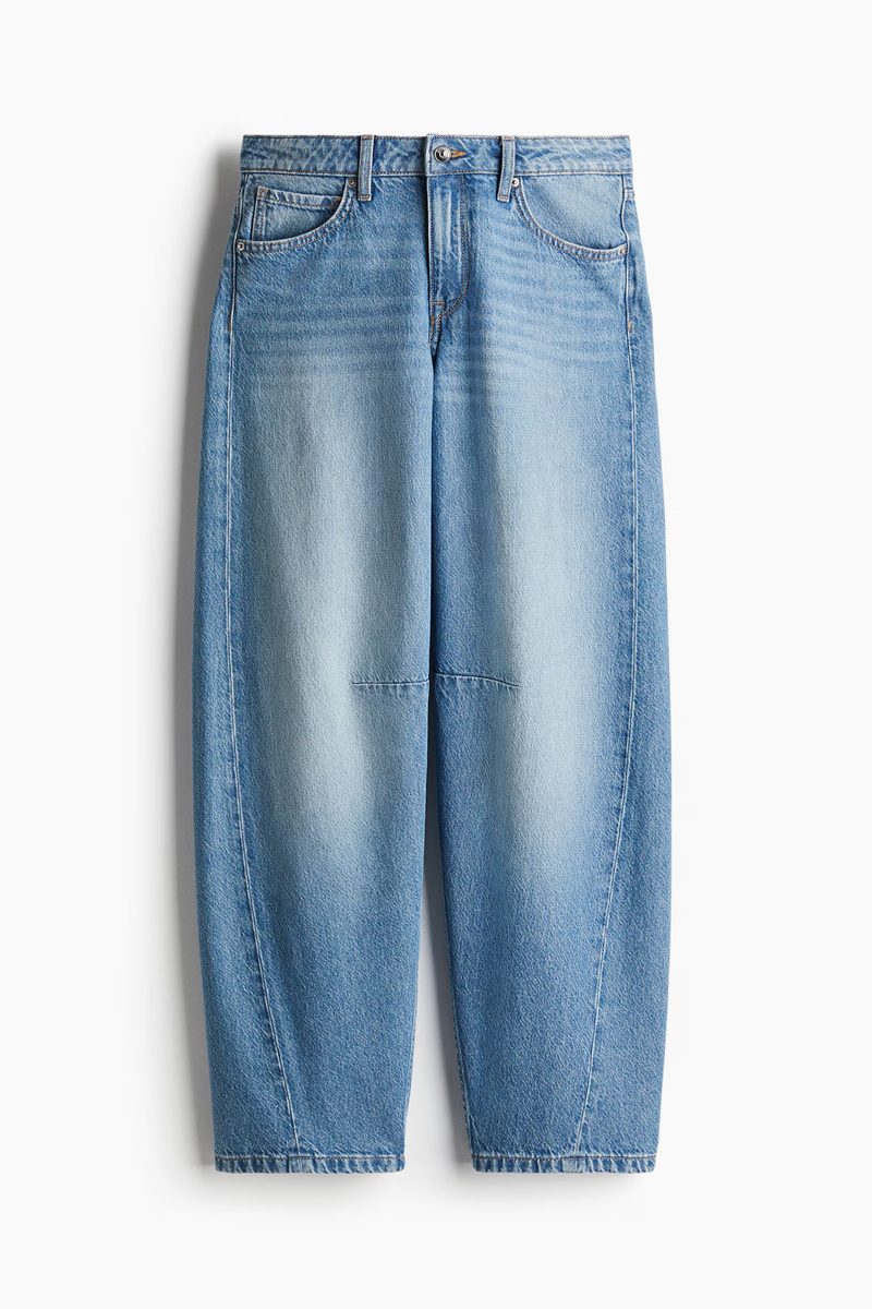 H&M | Women's Light denim blue Barrel Regular Jeans | H&M IN