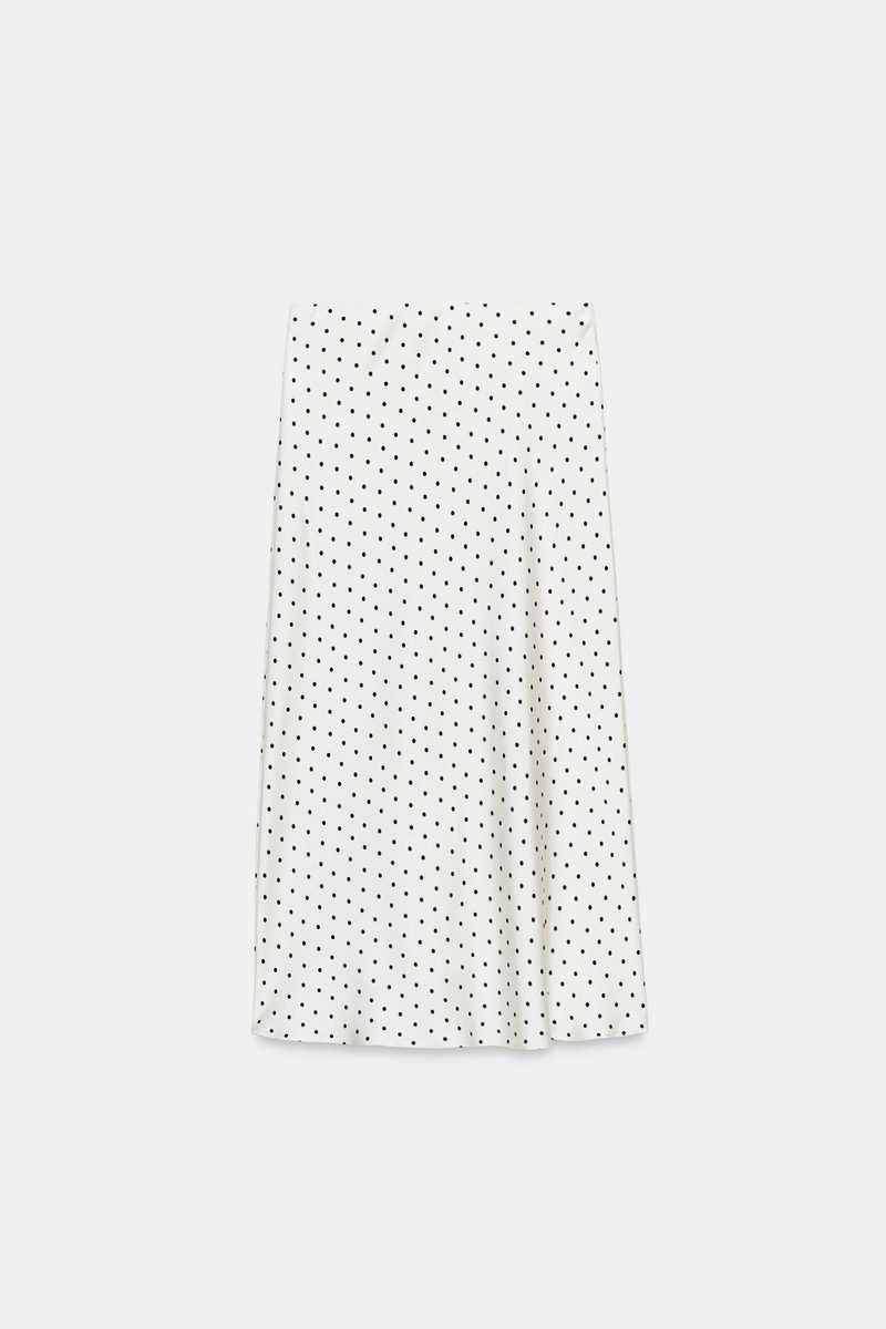 ZARA | Polka Dot Satin Midi Skirt