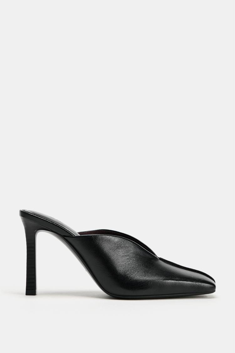 ZARA | Leather Mule Heeled Shoes