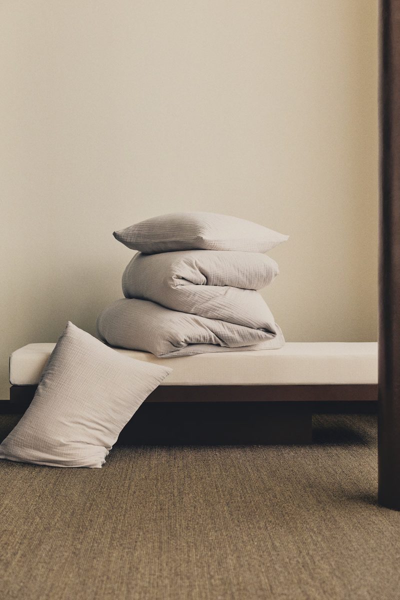 H&M Home | Light greige Muslin double/king duvet cover set at H&M Home | H&M IN